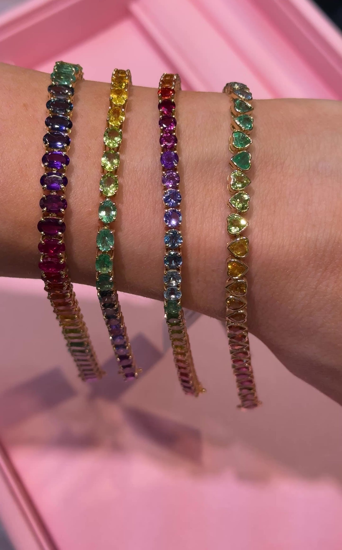 Rainbow Sapphire Gemstone Tennis Bracelet