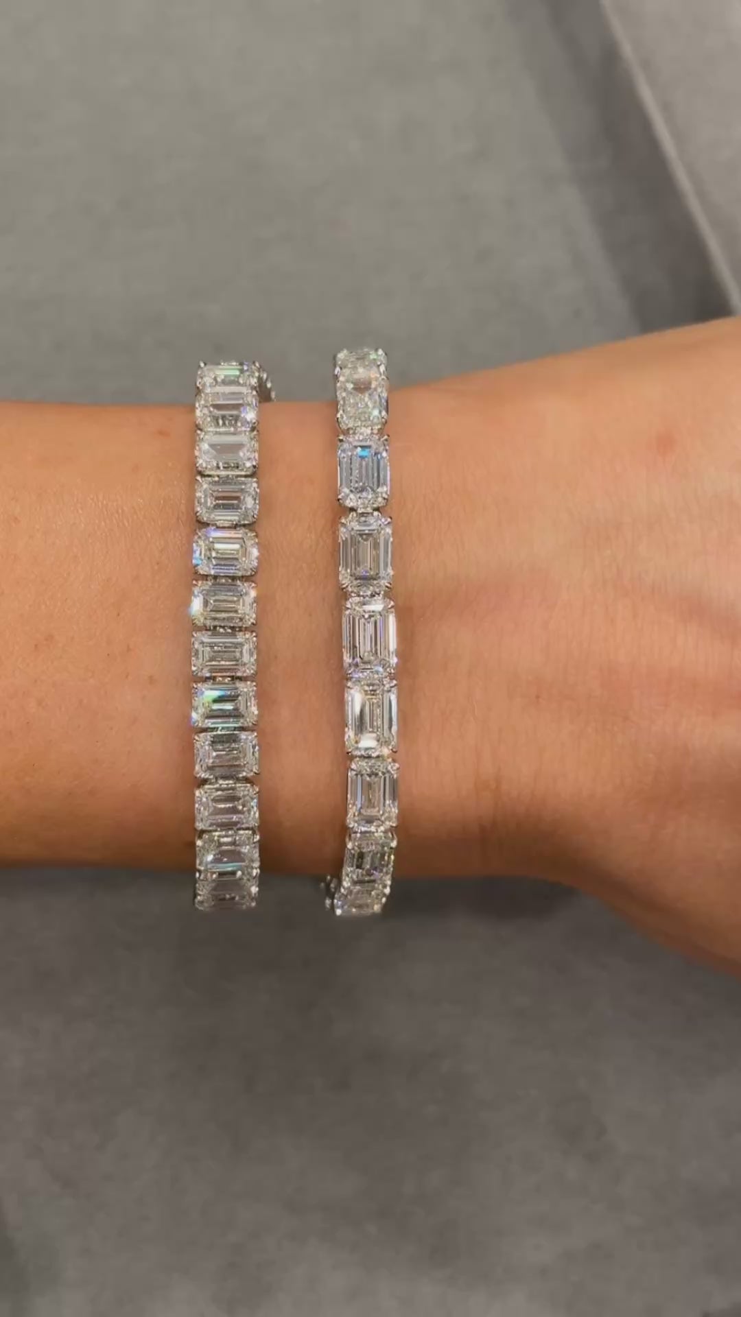 East West Emerald Diamond Tennis Bracelet